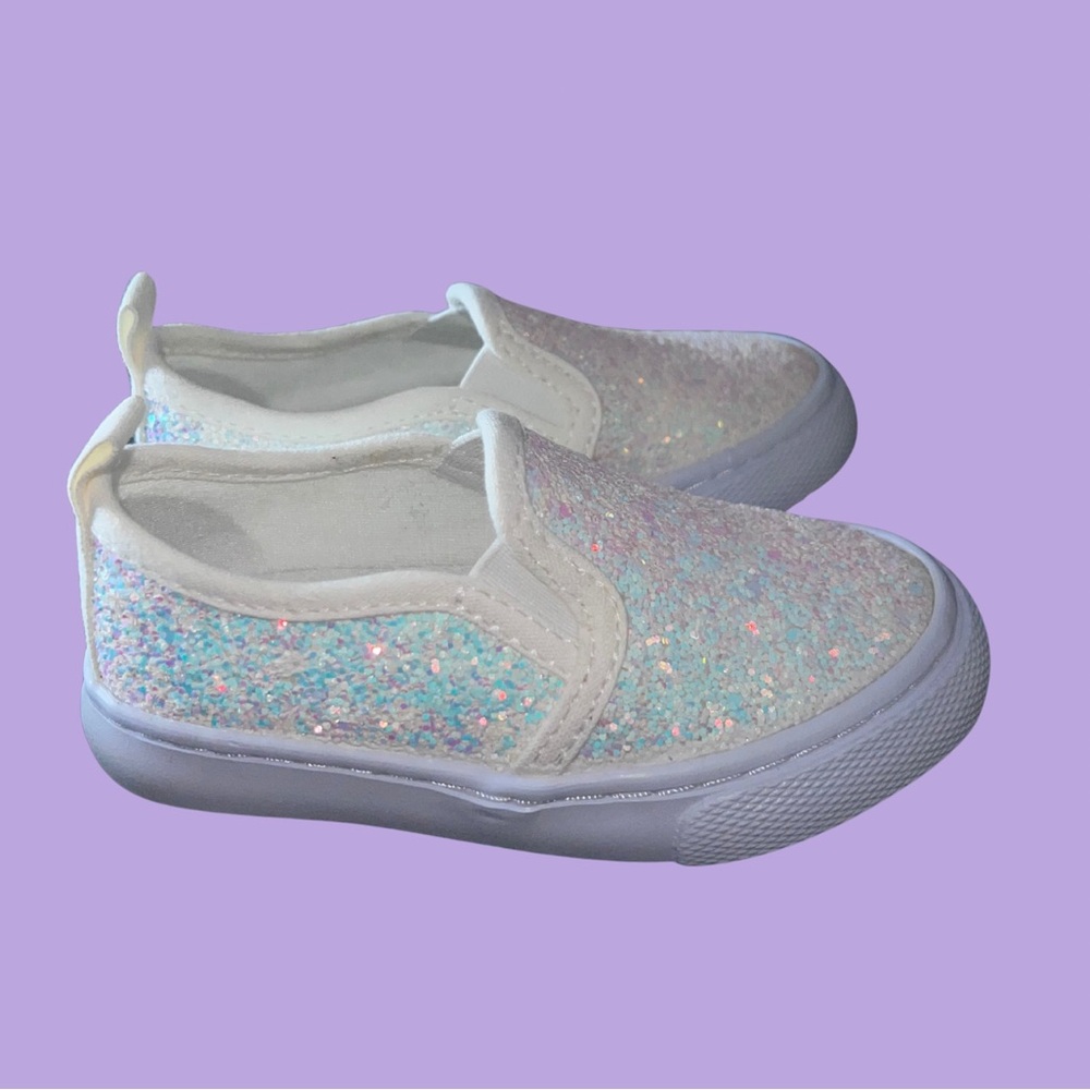 Cat&Jack Sparkly White Kids Slip-On Sneakers NWOT Size 6 Toddler